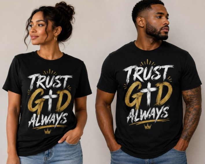 Models wearing Trust God Always apparel
